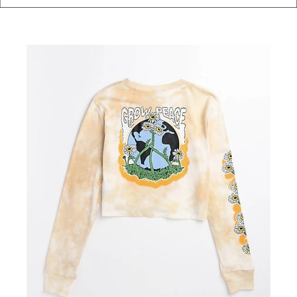 Empyre Kode Grow Peace Tie Dye Long Sleeve Crop T-Shirt - Picture 2 of 3